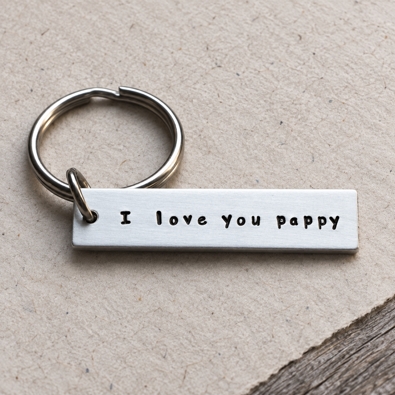 Personalized Dad Keychain: Hand Stamped 'I love you Pappy' Gift thumbnail