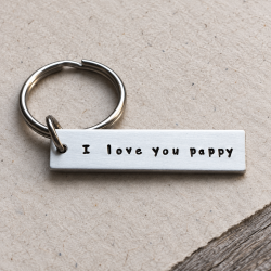 Personalized Dad Keychain: Hand Stamped 'I love you Pappy' Gift product photograph