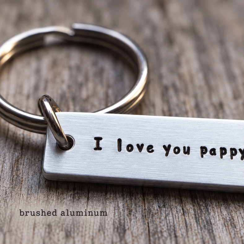 Personalized Dad Keychain: Hand Stamped 'I love you Pappy' Gift detail 2 thumbnail