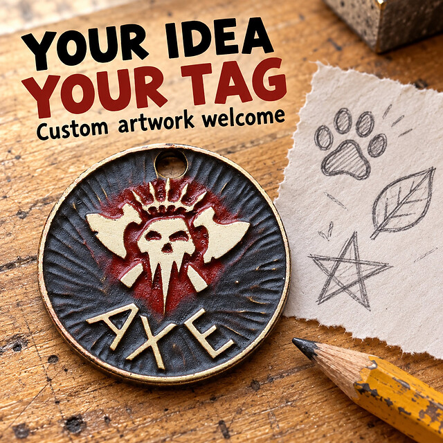 Personalized Pet ID Tag, Custom Dog Name Tag, Fantasy Skull Pet Collar Tag detail 2 thumbnail