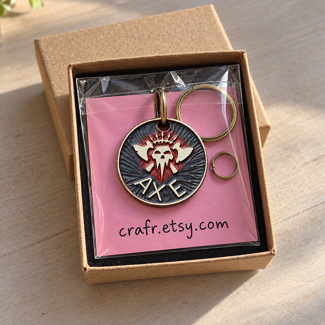 Personalized Pet ID Tag, Custom Dog Name Tag, Fantasy Skull Pet Collar Tag detail 7 thumbnail
