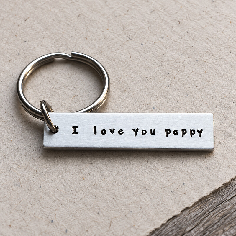 Personalized Dad Keychain: Hand Stamped 'I love you Pappy' Gift