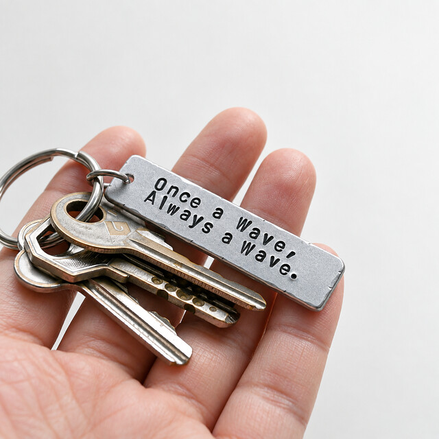 Personalized Hand Stamped Keychain, Custom Message Aluminum Keychain, Name or Date Gift detail 1 thumbnail