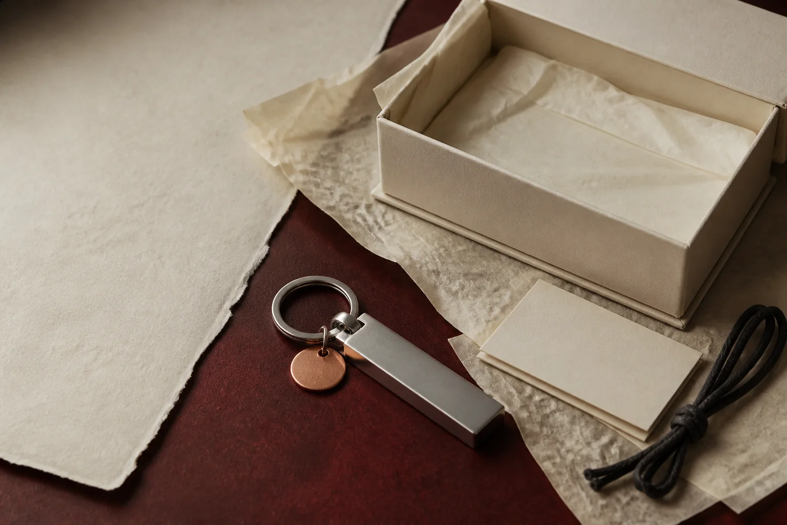 CoolKeychain piece beside its packaging